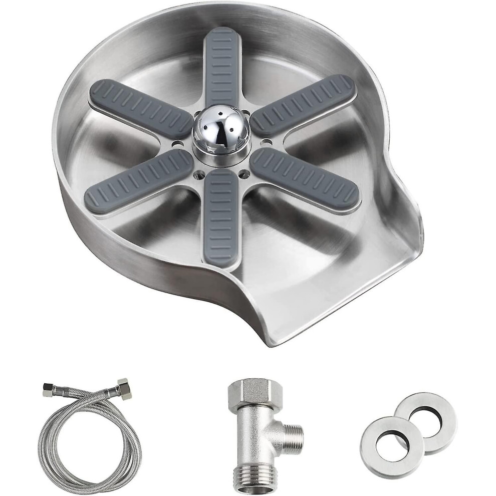 Metal Glass Rinser For Kitchen Sink, Stainless Steel Faucet Bottle Cup Washer, Quick Clean Flushing Sinks Accessories For Bar, Coffee Shop 9324781392583
