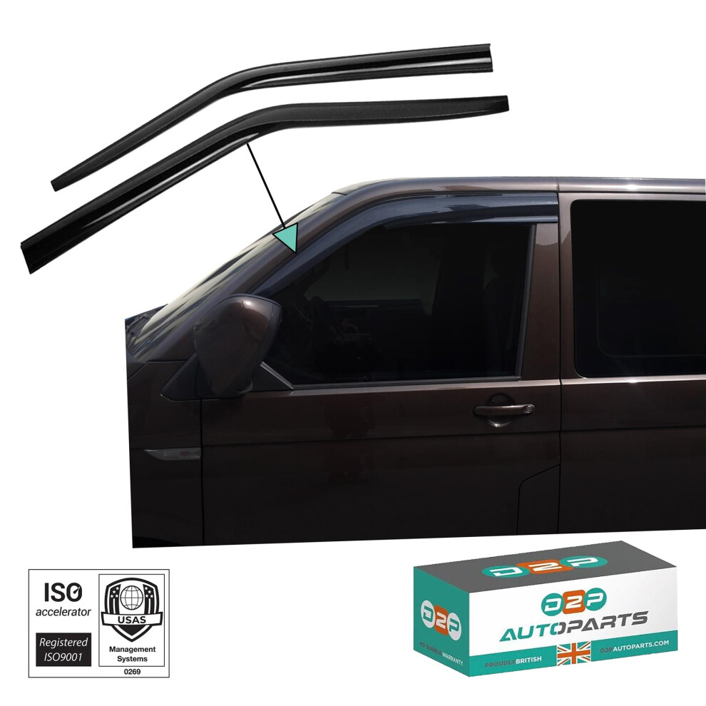 D2p Black 2Pcs Of Front Wind Deflectors For Vw Caravelle T5 / T6, Multivan T6 2003