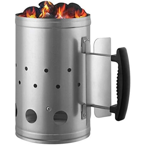 Barbeque Chimney Starter Quick Charcoal heater Safety Handle 1