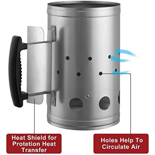 Barbeque Chimney Starter Quick Charcoal heater Safety Handle 2