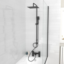 Nes Home Square Shower Mixer Tap, Handset, Riser Rail Kit Matte Black