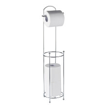 Bathroom Free Standing Chrome Toilet Paper Holder Loo Roll Storage Frame Silver