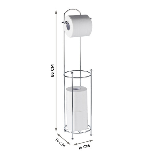 Bathroom Free Standing Chrome Toilet Paper Holder Loo Roll Storage Frame Silver 2