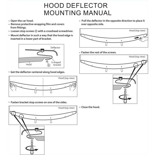 FRONT BONNET WIND STONE DEFLECTOR PROTECTOR GUARD FOR TOYOTA HILUX 2012-2015 2