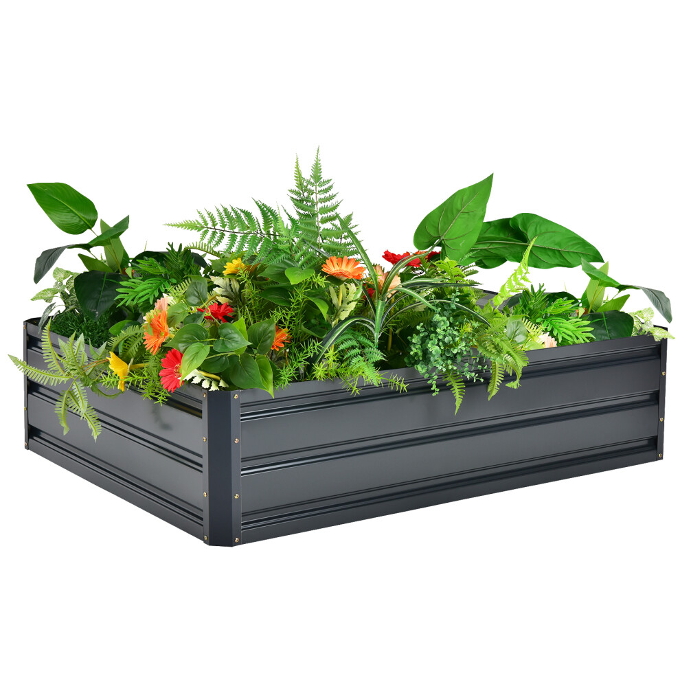 Raised Garden Bed 4 x 3 x 1 ft Planter Box for Flowers Vegetables Fruits Grey