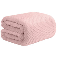 (Single, Pink) Luxury Popcorn Waffle Throw Warm Fleece Blanket