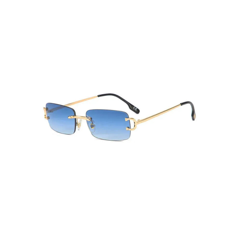 (D07, As Photos Showing) CATERSIDE Rimless Square Gradient Sunglasses Men New Fashion Punk Sun Glasses Vintage Trendy Small Frame Frameless Eyewear UV