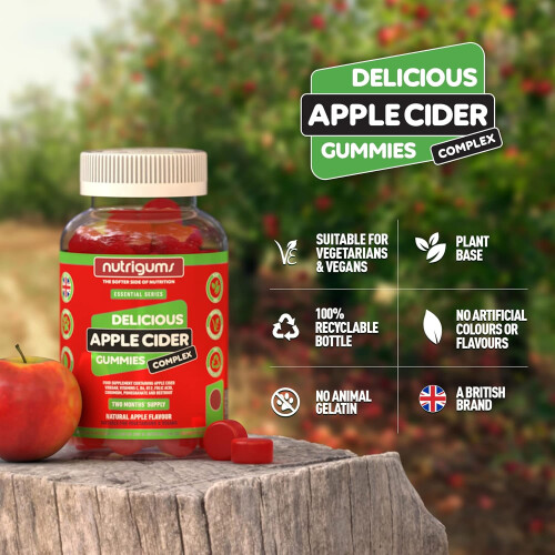 Apple Cider Vinegar Complex 1000mg Gummies Vitamins C, B6, B12 60 Pcs 2
