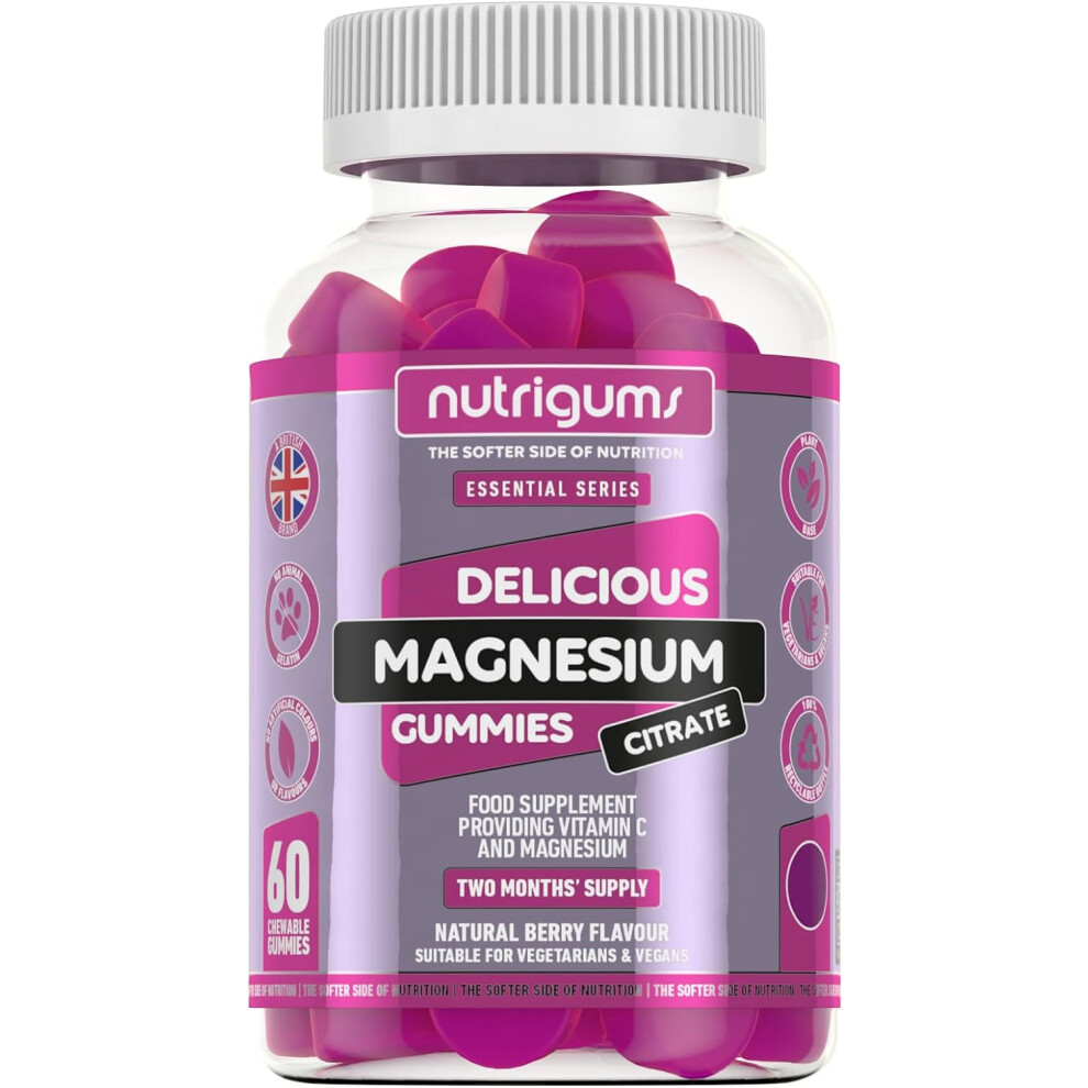 Mixed Strawberry Flavoured Magnesium Citrate 1250mg Vitamin C Gum 60PC