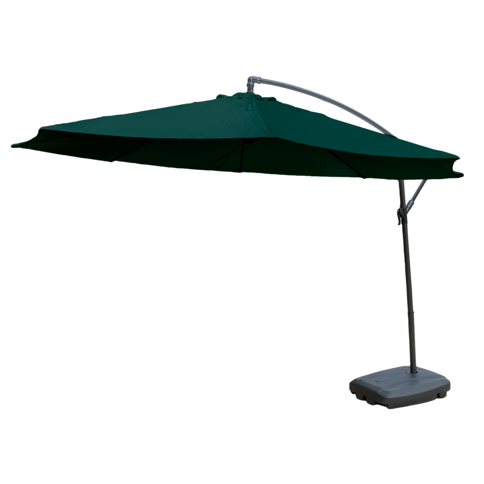 (Green Parasol With Base) KCT 3m Garden Patio Cantilever Parasol and Base