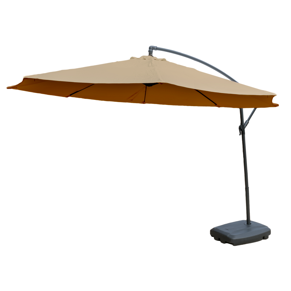 (Mocha Parasol With Base) KCT 3m Garden Patio Cantilever Parasol and Base