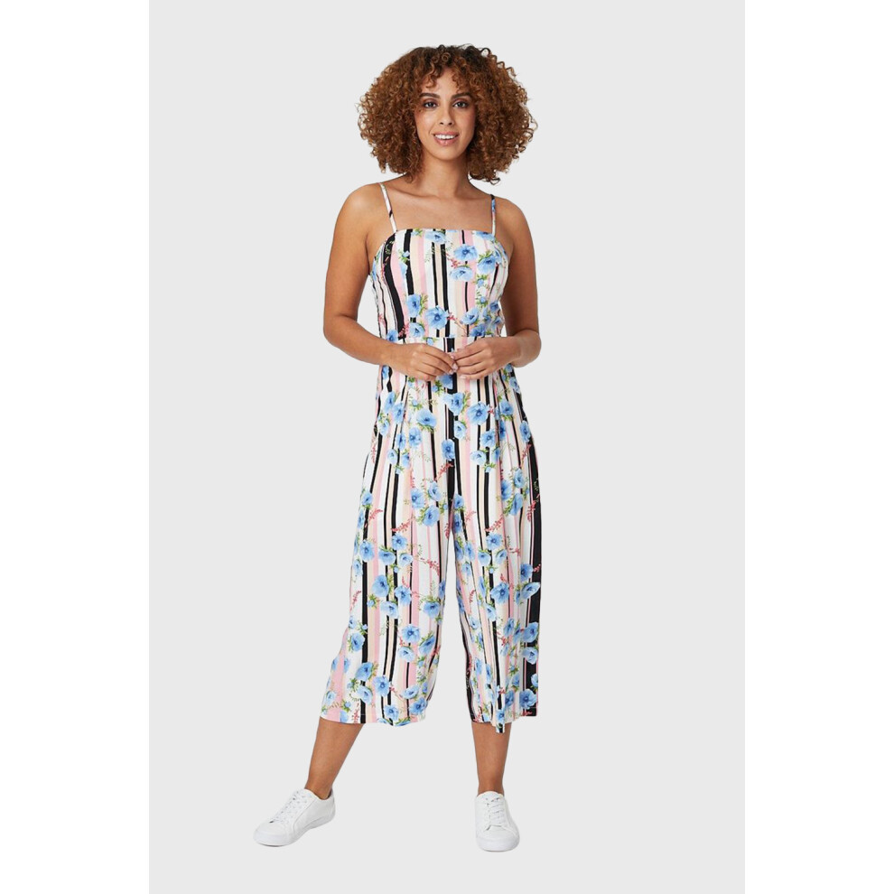 (UK 18) STELLA MORGAN floral & stripe patterned wide leg jumpsuit-image-OPC-PDNKGV5-NEW