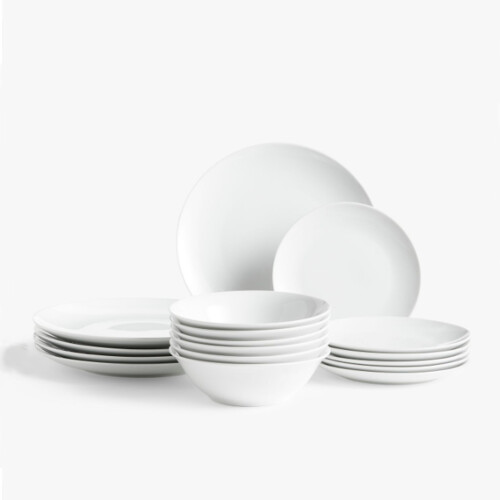 (18pc set) Dinner Set Plate Bowl Porcelain White Coupe