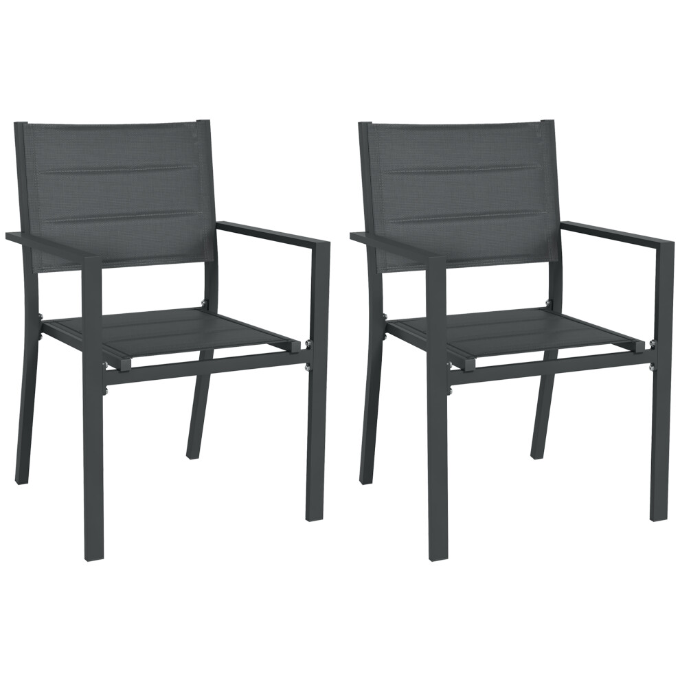 2 PCs Dining Chairs, Stackable Design Aluminium Outdoor Armchairs