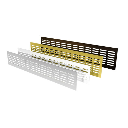 Black Metal Air Vent Grille 400mm X 100mm With Shutter Flat