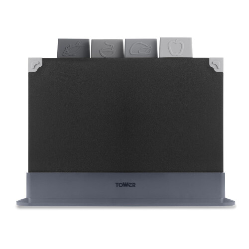 Tower Tower T847041 4pce Chopping Board Set with Stand, Black