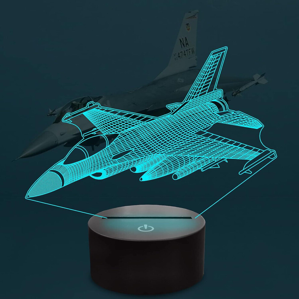 Warplane Night Lights,kids Airplane 3d Night Light Bedside Lamp Fighter Toy Light 7 Colors Changing With Remote Control Best Christmas Gifts