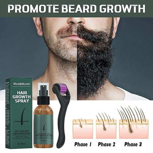 30ml Beard Growth Kit, Beard Kit With Beard Roller Beard Growth Serum Spray, Beard Growth 1