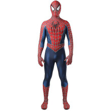 (red, 140) Tobey Maguire Spiderman Costume Black/red Raimi Spider Man Cosplay Superhero Zentai Suit Halloween Costumes