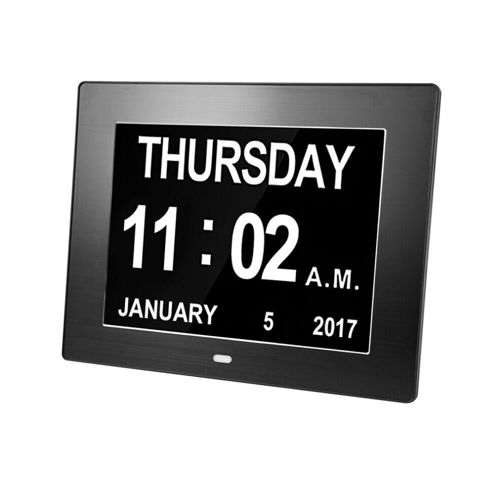 7 Inch Digital Day Alarm Clock LED Calendar Dementia Time Date Month Memory