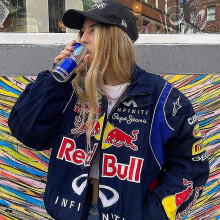 (L) Rion Racing Jacket Vintage, Bomber Jacket Print, F1 Streetwear Jacket Y2k