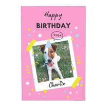 (Happy Birthday My Dear Dog. Cute Cartoon Pet Birthday Card) Custom Canvas Prints Animal Pets Dog Cat Personalized Photo Image Collage Picture 16x20 inch/ No Frame