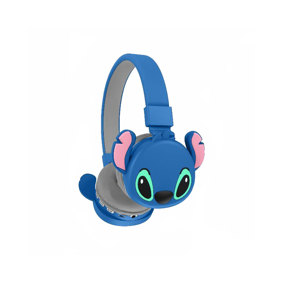 (Blue) Lilo Stitch Tooth Headset Cartoon Cute Childrens Headset Stereo Foldable Blue 699764294499