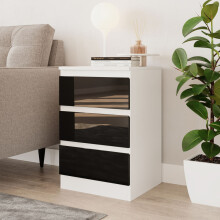 (White & Black) High Gloss 3 Drawer Skagen Wooden Bedroom Chest Cabinet No Handle Drawer Storage
