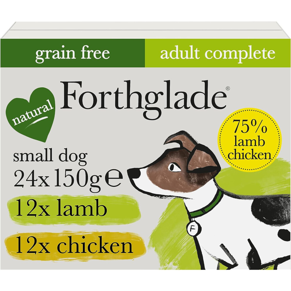 Chicken & Lamb Natural Wet Dog Food Variety Pack for Small Dogs Nutritionally Complete Grain Free for Adult 1+ Years Trays (12 x Chicken & 12 x Lamb)