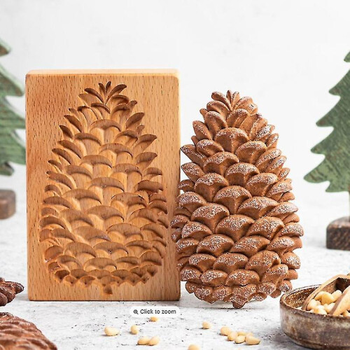 (Pinecone) Carved Wooden Cookie Mold Diy Gingerbread Cookie Cutter Mould Practical Kitchen Baking Tools Easy 1