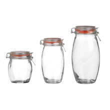 Glass Storage Jars Set 3 Airtight Clip Top Preserve 0.75L/1.3L/1.9L