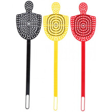 3 Pack Fly Swatters - Flexible Plastic, 43.5cm Long Handles, Target Style for Flies, Mosquitoes, Wasps, Bugs (Black/Yellow/Red)