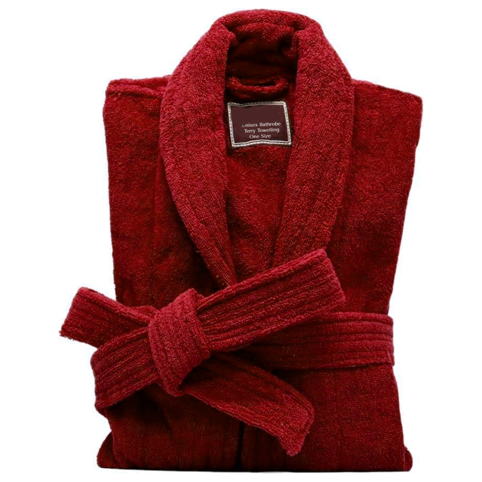 (Red) Luxury Mens & Ladies Bathrobe 100% Pure Egyptian Cotton Terry Towel Towelling Dressing Gown Robe (One Size)