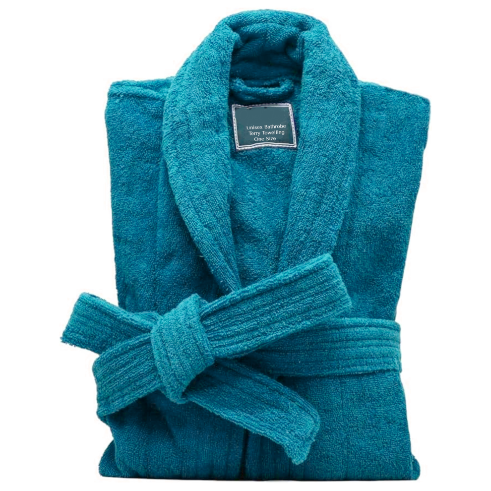 (Teal) Luxury Mens & Ladies Bathrobe 100% Pure Egyptian Cotton Terry Towel Towelling Dressing Gown Robe (One Size)