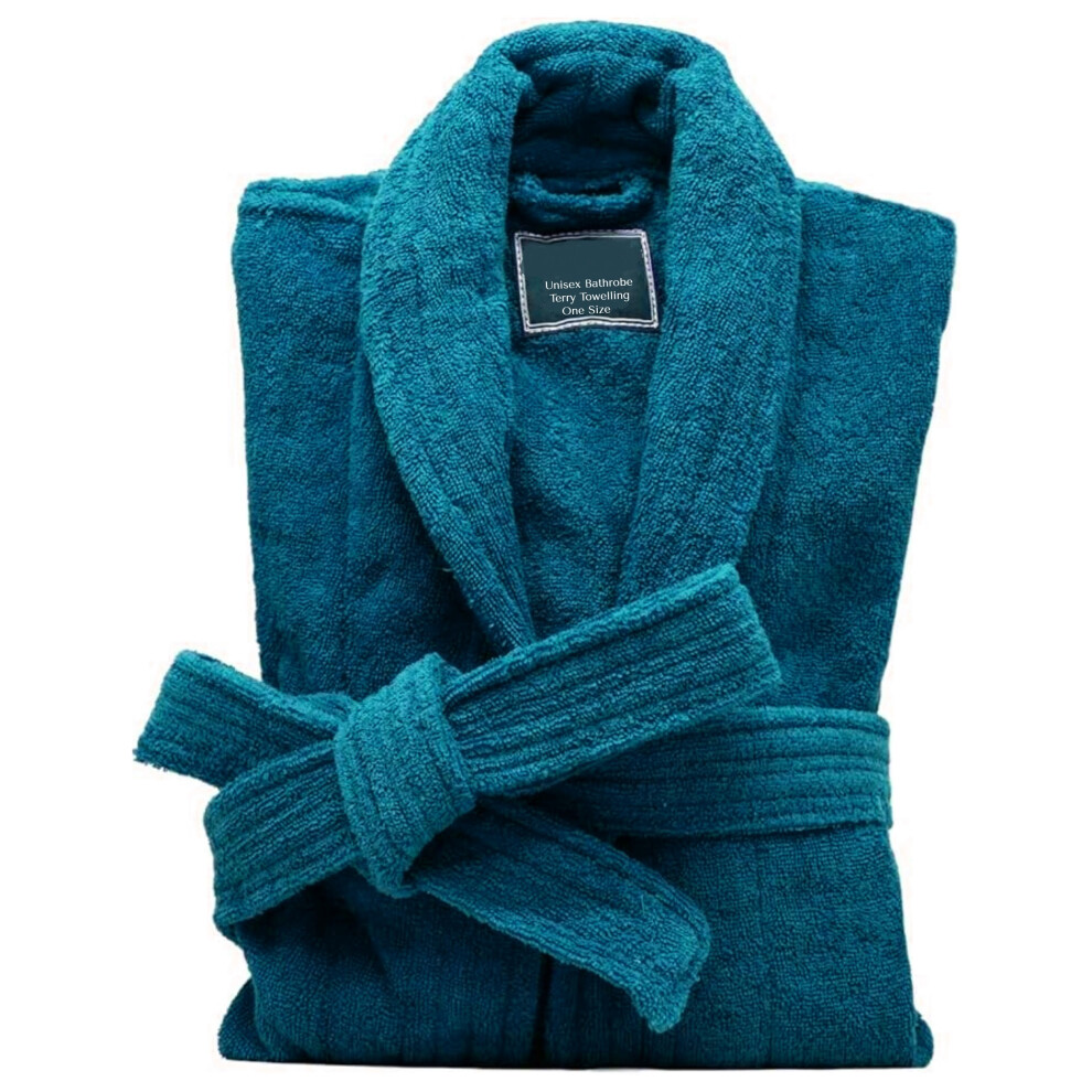 (Blue Lagoon) Luxury Mens & Ladies Bathrobe 100% Pure Egyptian Cotton Terry Towel Towelling Dressing Gown Robe (One Size)