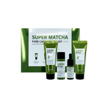 SOME BY MI Super Matcha Pore Care Starter Kit 4 Pcs | Cleansing Gel, Clay Mask, Toner & Serum | Facial Skin Care Set