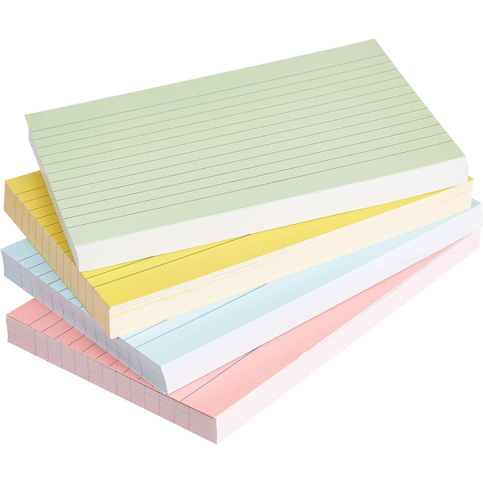 Amazon Basics A6 Ruled Index Cards, Assorted Neon Colours (Pack of 200)-image-OPC-PDNN2RG-NEW