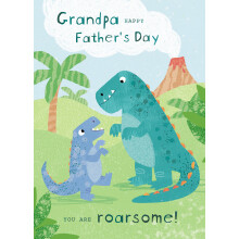 Grandpa Happy Father's Day Roar-Some Grandpa Father's Day Cute Greeting Card