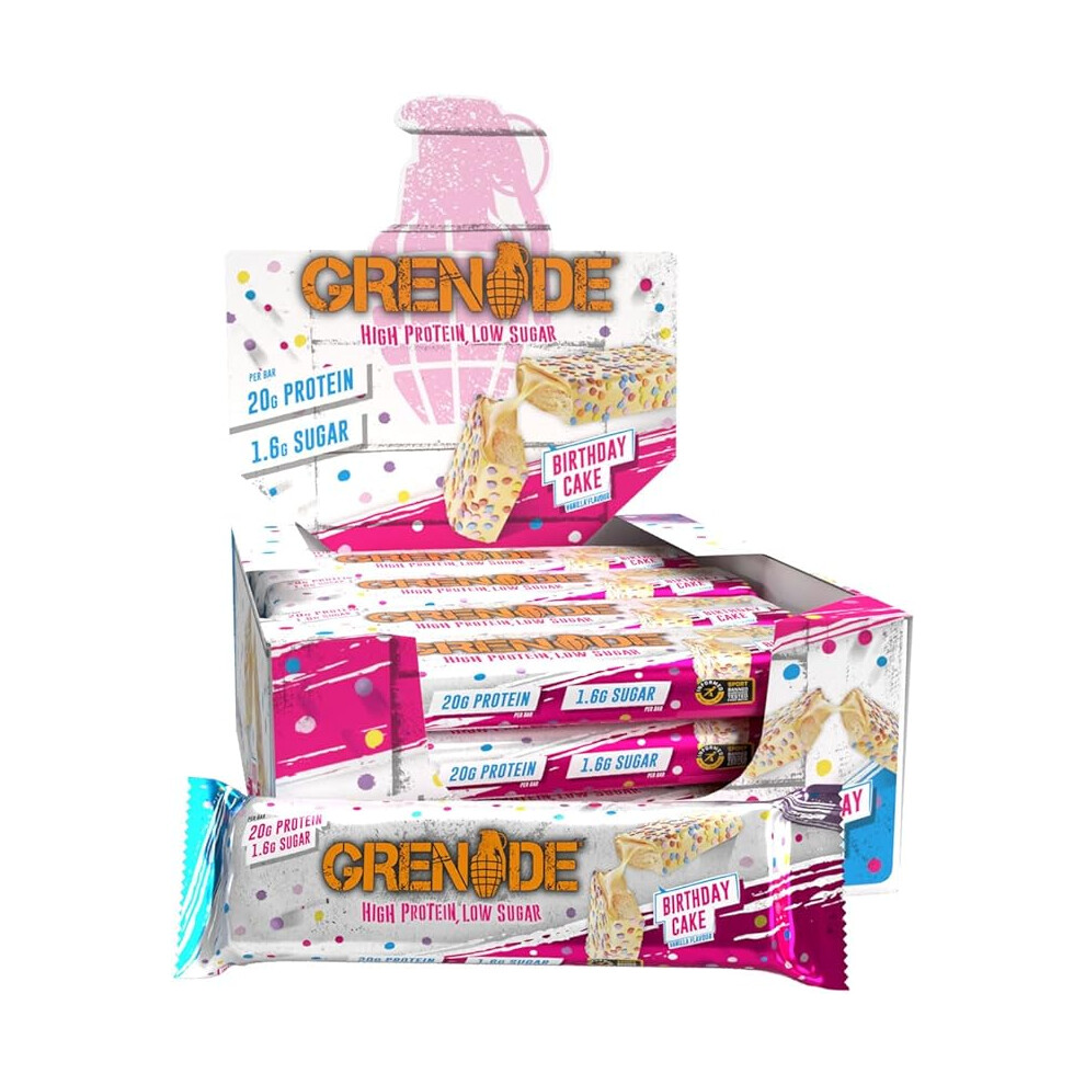 Grenade High Protein, Low Sugar Bar - Birthday Cake, 12 x 60 g