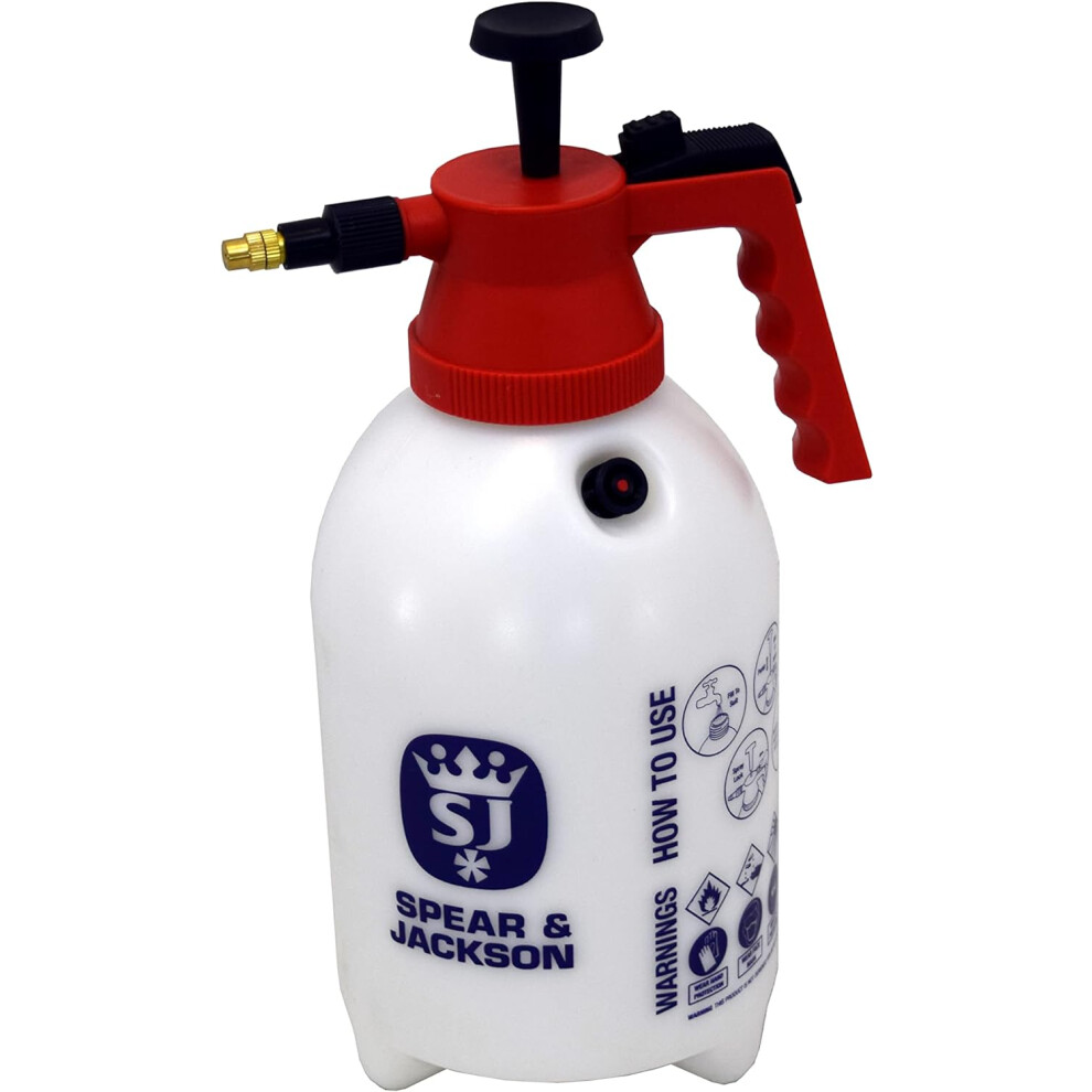 Spear & Jackson 2LPAPS 2 Litre Pump Action Pressure Sprayer, White / Red