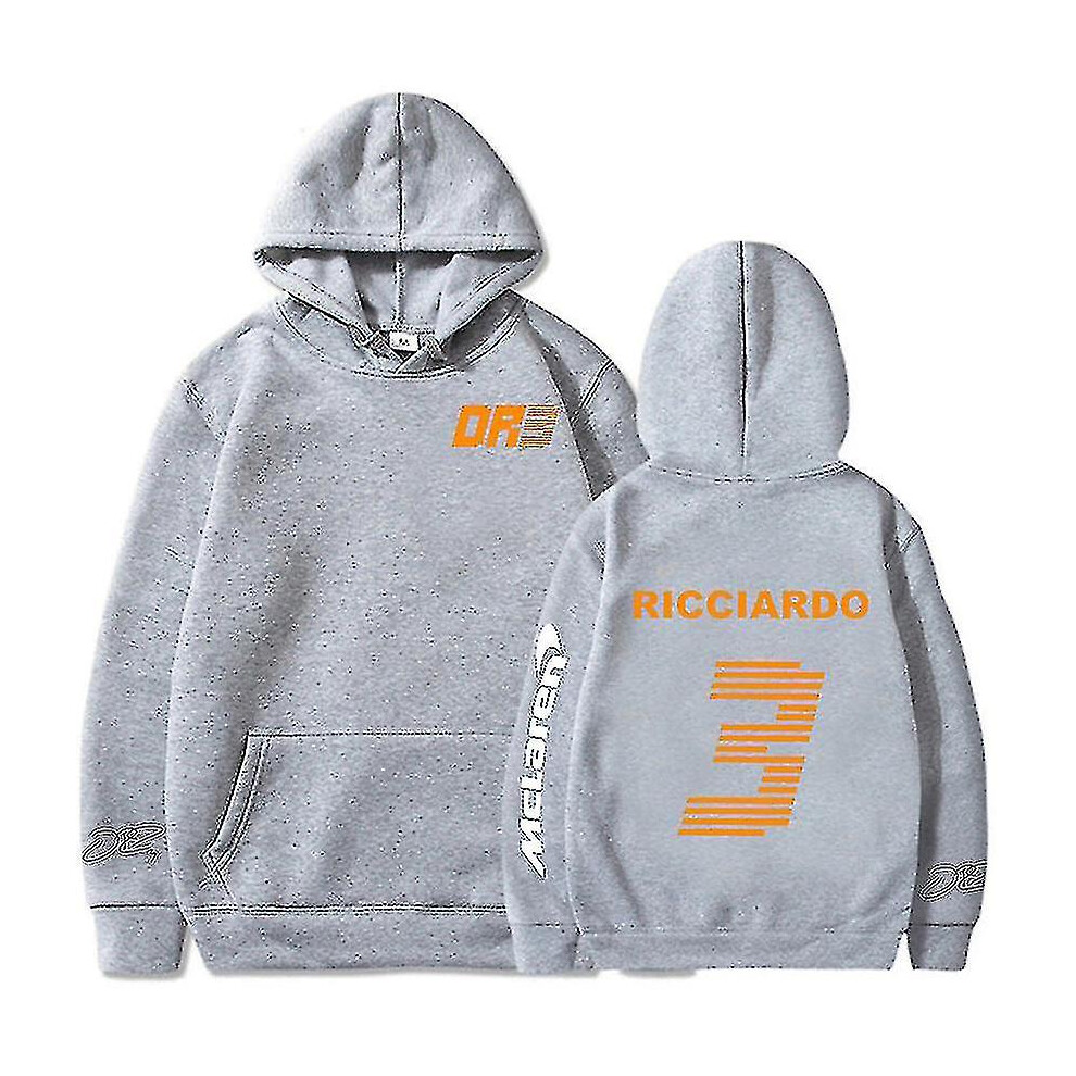 (gray, XXL) Mclaren F1 Hoodie Formula One Racer Long Sleeve Letter Daniel Ricciardo 3 Printed Streetwear Logo Sweatshirt Men Eu Size Vintage