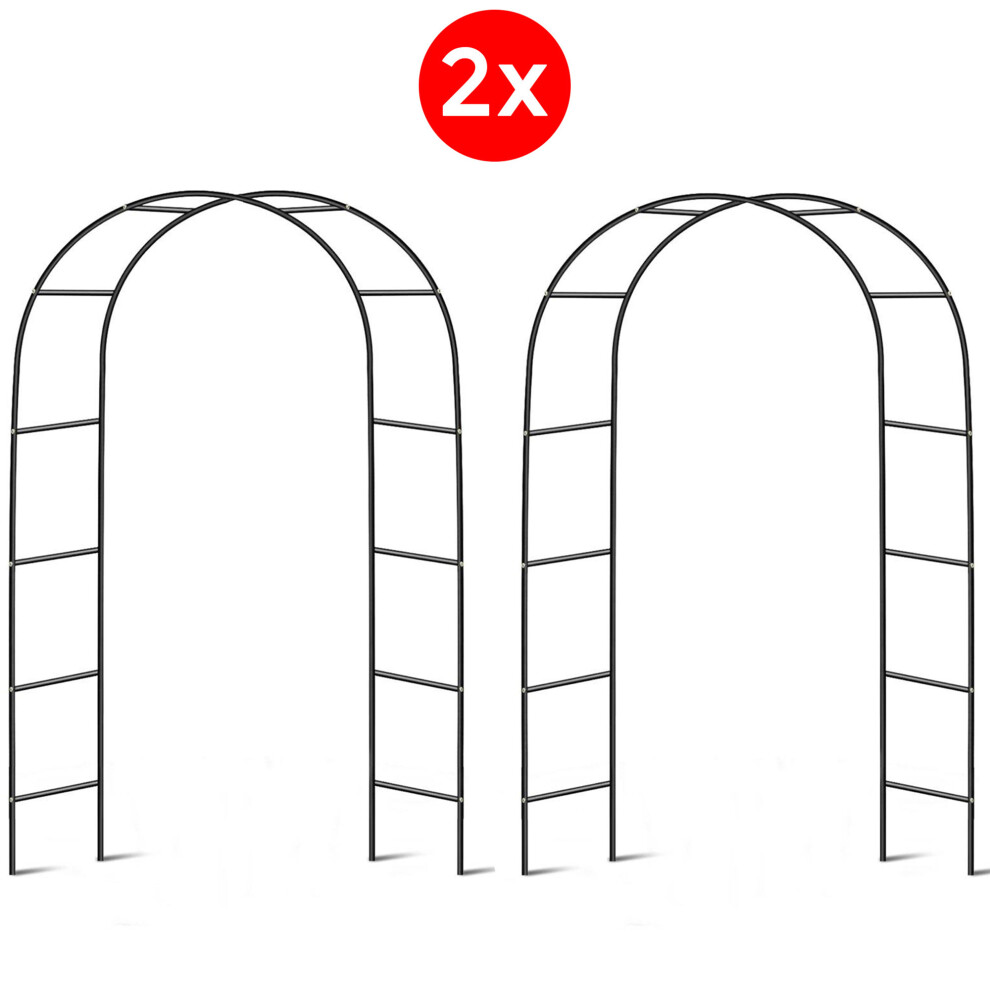 2X 2.4M Garden Arch Trellis Metal Tubular Frame Climbing Plant Archway Arbour