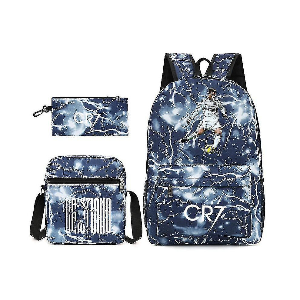 (raiden 2, threepiece suit) Football Star C Ronaldo Cr7 Printed Backpack Around The Student Three-piece Backpack.