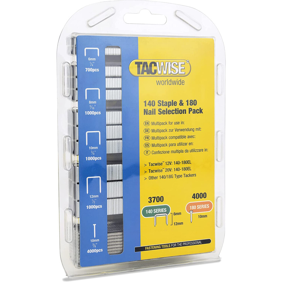 Tacwise 1627 Selection Pack of Type 140 6-12mm  Type 180 10mm Staples Nails 7700