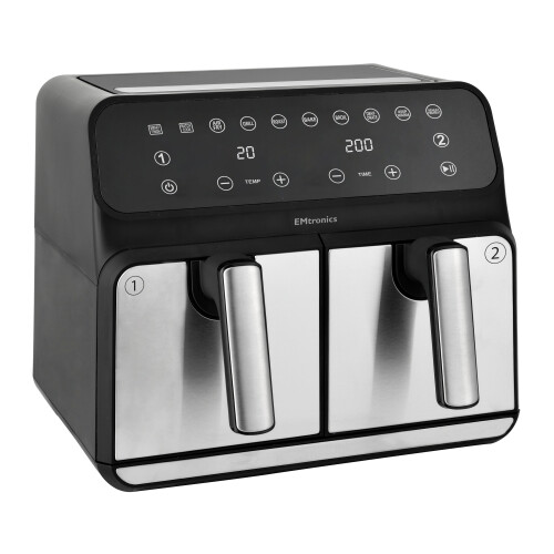 EMtronics EMtronics 8 Litre Dual Air Fryer - Silver 2