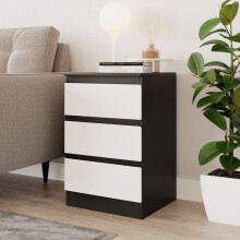 (Black & White) 3 Drawer Skagen High Wooden Bedroom Chest Cabinet No Handle Drawer Storage