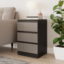 (Black & Grey) 3 Drawer Skagen High Wooden Bedroom Chest Cabinet No Handle Drawer Storage