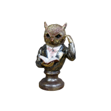 Dapper Reading Owl Bust | Resin Figurine Ornament