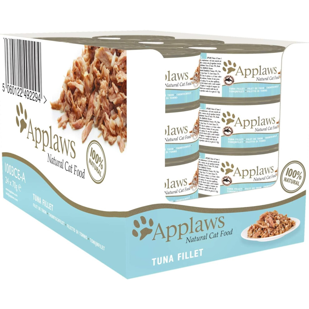 Applaws 100% Natural Wet Cat Food 70g Tuna Fillet 24 x 70g Tins