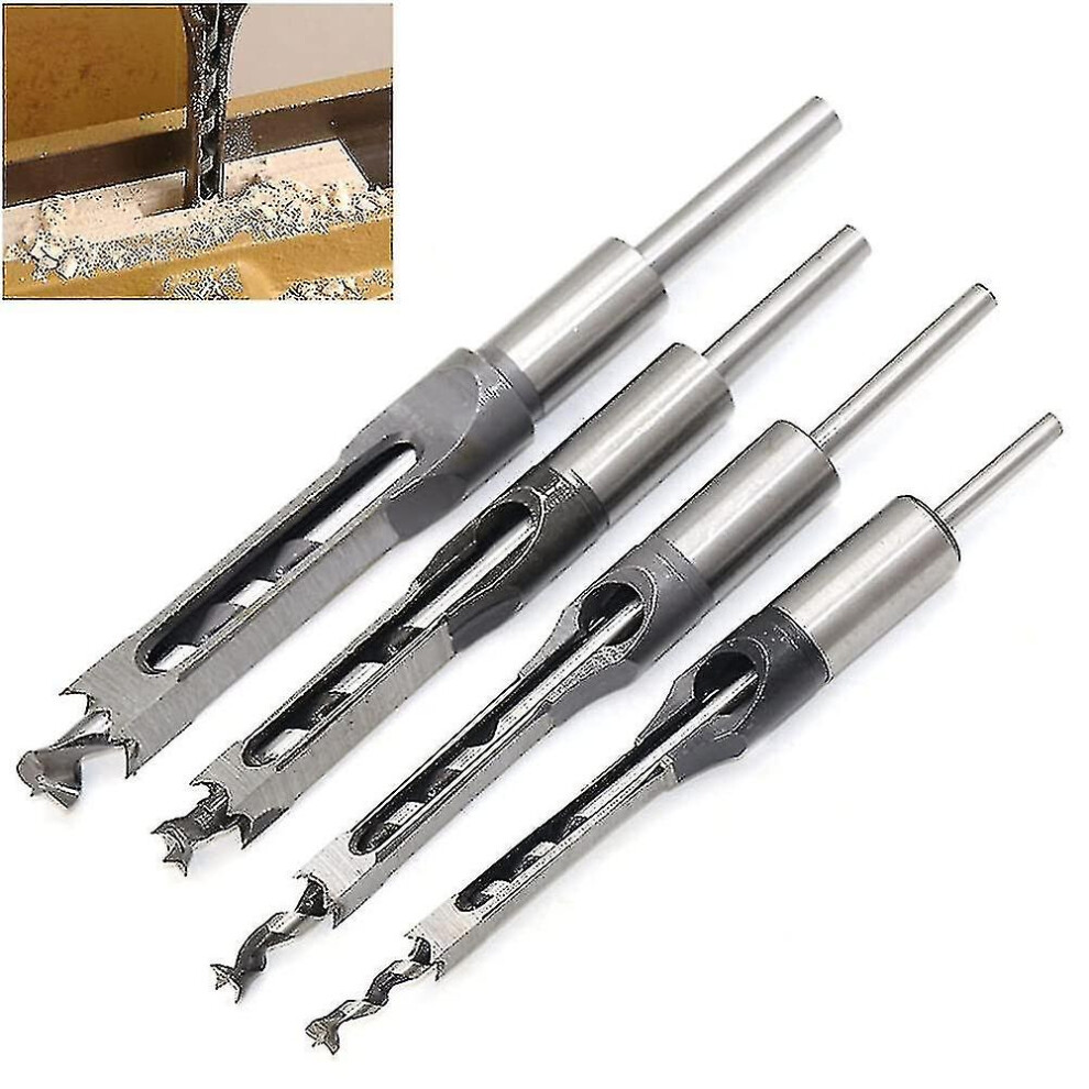 Square Hole Drill Bit, 4Pcs Woodworking Mortiser Square Drill Bits, Spiral Drill Bits Kits Mortise P 9152336147711